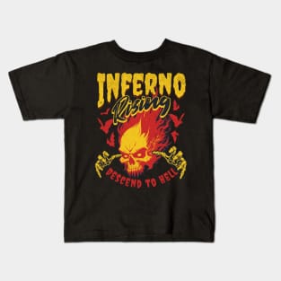 Death Skull on Fire Descending to Hell Kids T-Shirt